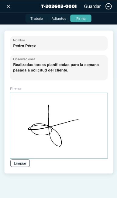 Pantalla de firma digital en Cero Líos